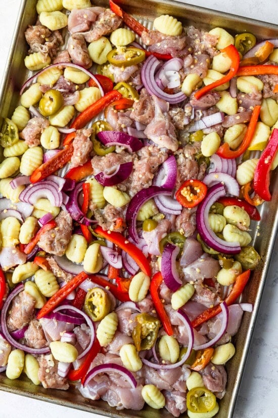 Arrange everything on the prepared sheet pan.